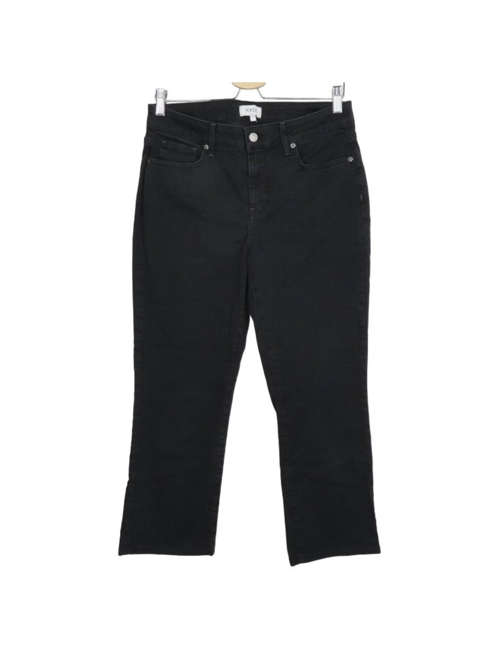 NYDJ Women 8 Lift Tuck Solid Black Cropped Denim Jeans Pants Style MBDMMS2829